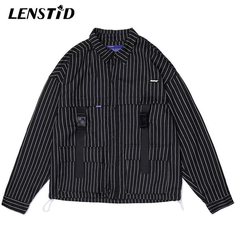 Мужская ветровка в полоску LENSTID винтажная спортивная куртка стиле Харадзюку