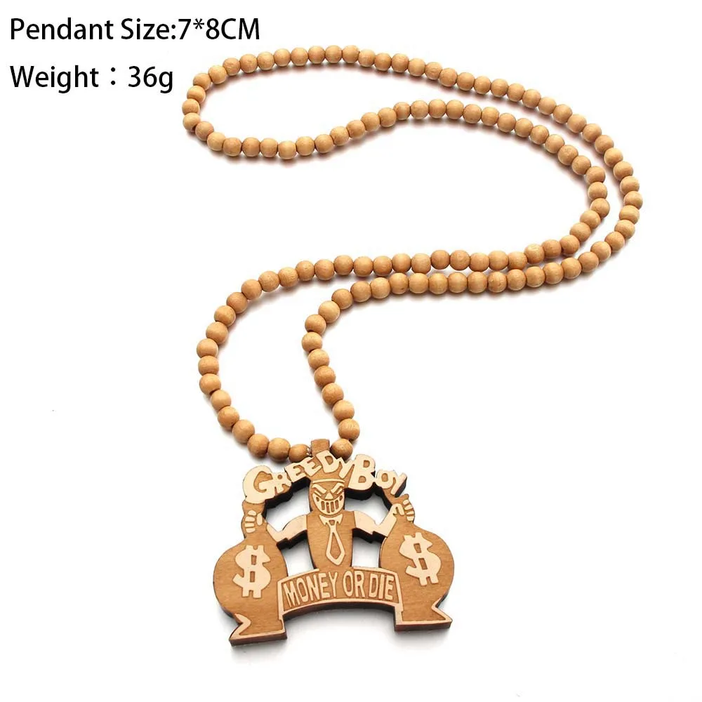 

Wood laser engraving pendant necklace hip-hop jewelry / accessory dropshipping