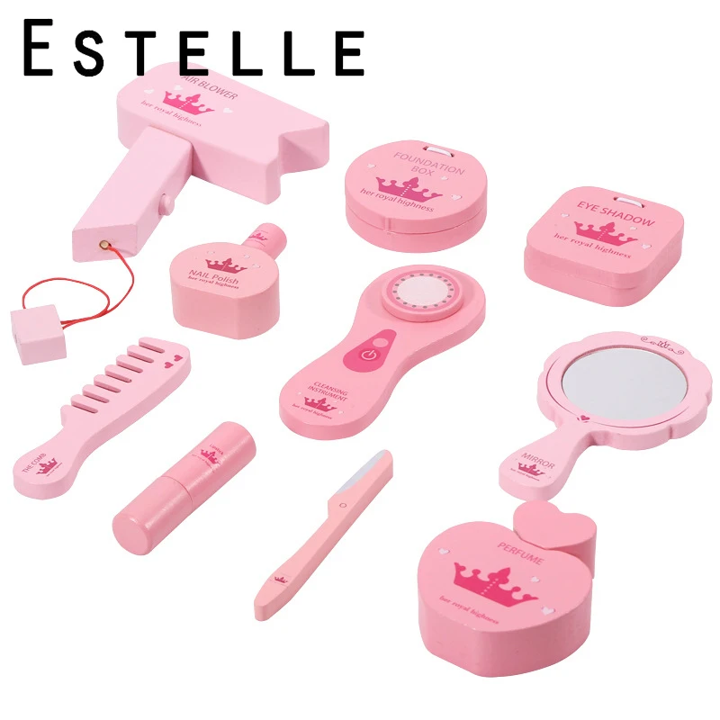 Девочка Макияж игрушки Моделирование игровой дом деревянный комод принцесса