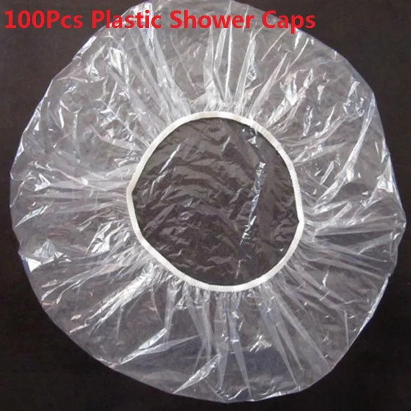 plastic 100pcs 100 шт одноразовая шапочка для душа из нетканого материала, плиссированная шапка против пыли, набор для женщин и мужчин, банные шапки для волос для спа-салона, аксессуары для красоты - Цвет: plastic 100pcs