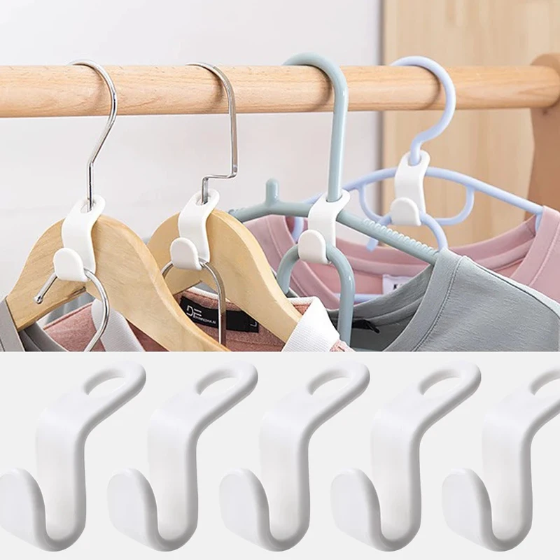 

5PCS Mini Clothes Hanger Connector Hooks Cascading Plastic Wardrobe Coat Organizer Rack Holder Space Saving for Closet
