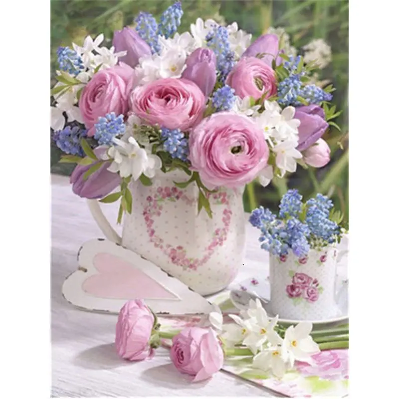 

Gatyztory Набор для рисования по номерам на холсте, розовый цветок, ручная роспись маслом