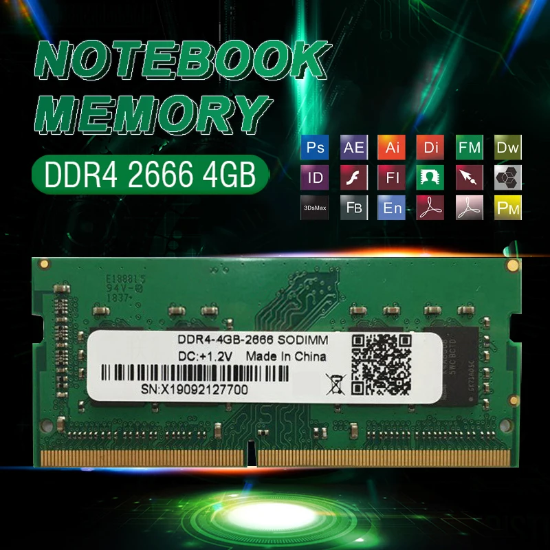 

Pohiks 1pc High Quality DDR4 2666MHz 4GB Laptop Memory 260pin PC4-21300 PC4-2666V SODIMM Memories Module