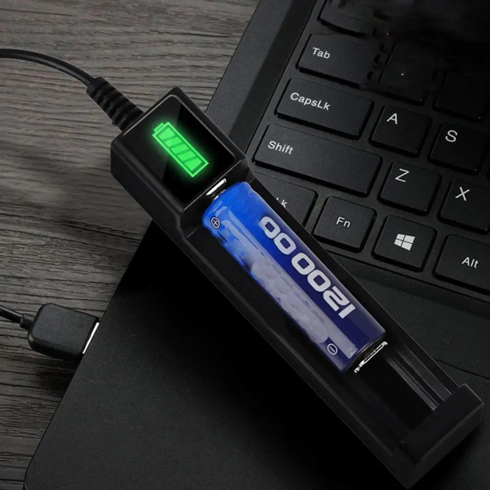 

Universal 1 slot Battery USB Charger adapter LED Smart Chargering for Rechargeable Batteries Li-ion 18650 26650 14500