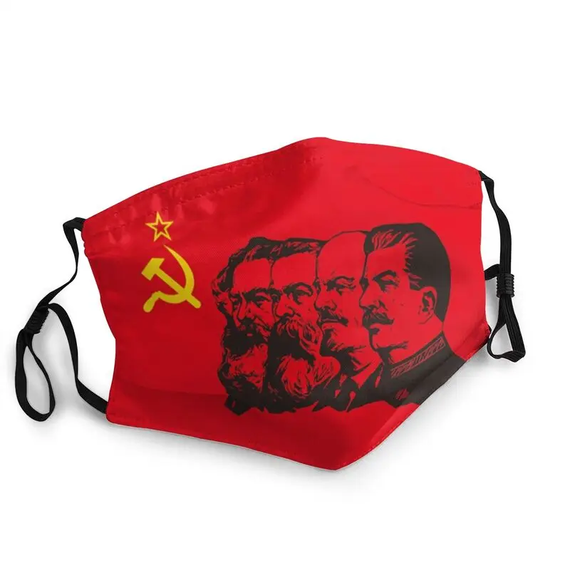 

Communist Flag Marx Engels Lenin And Stalin Mask Reusable CCCP USSR Communism Face Mask Protection Adult Respirator Mouth-Muffle