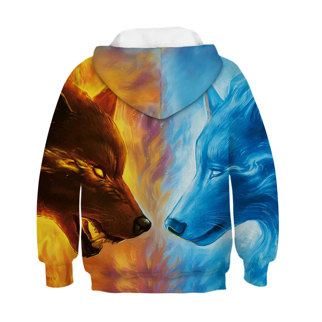 New design Children hoodie sweatshirt winter Kids Boy infant pullover Baby Clothes cool ice fire wolves print Clothing L5010917 |