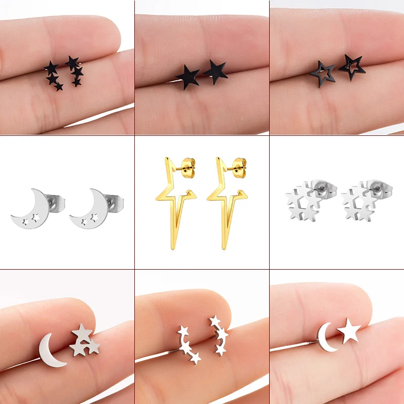 

Серьги женские, 3 звезды, маленькие, корейские, заклепки в виде звезд, 2020