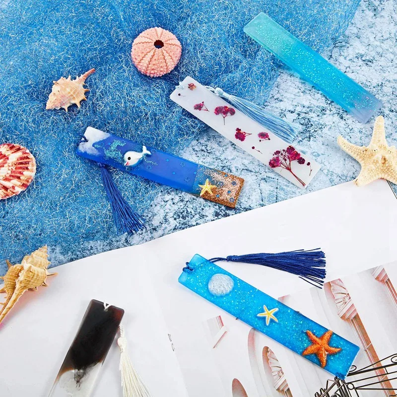 

AK40 6 Pcs/Set Rectangle Silicone Bookmark Mold DIY Bookmark Mould Making Epoxy Resin Jewelry Craft Transparent Mold