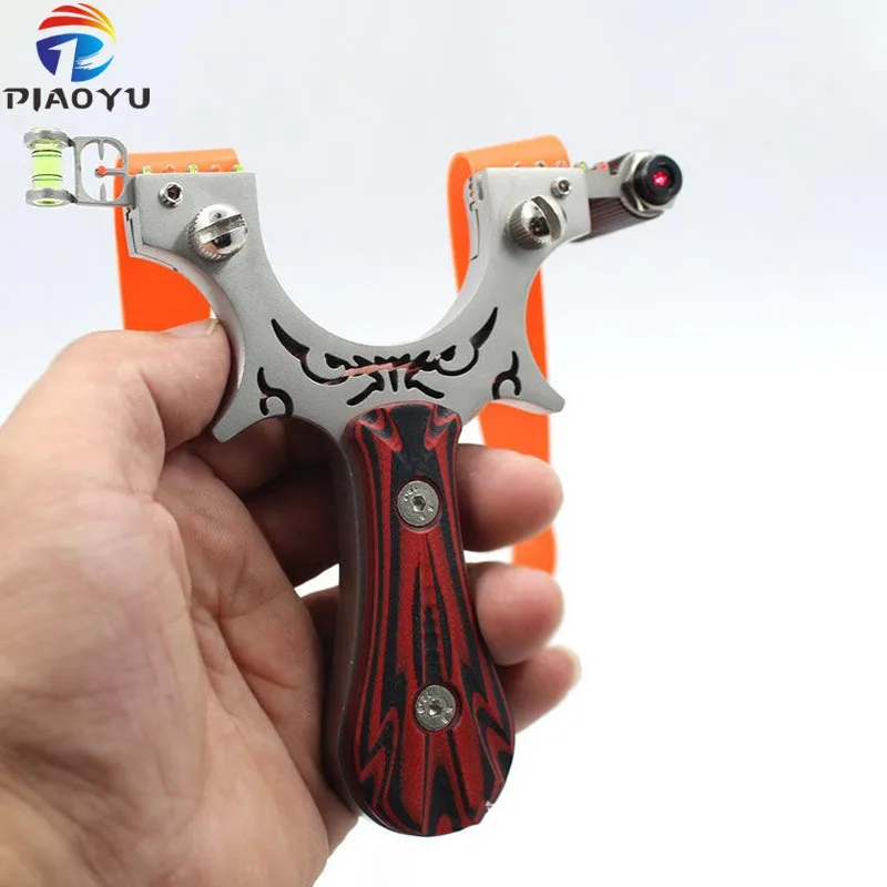 

Hunting Laser Slingshot Stainless Steel Catapult+ G10 Patch Handle with Flat Rubber Band Outdoor High Precision Shooting