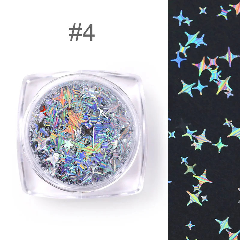 Color 4 Born pretty, голографическая Звезда блестки AB красочные 3D украшения для дизайна ногтей Серебряный инструмент для дизайна ногтей DIY дизайн - Цвет: Color 4