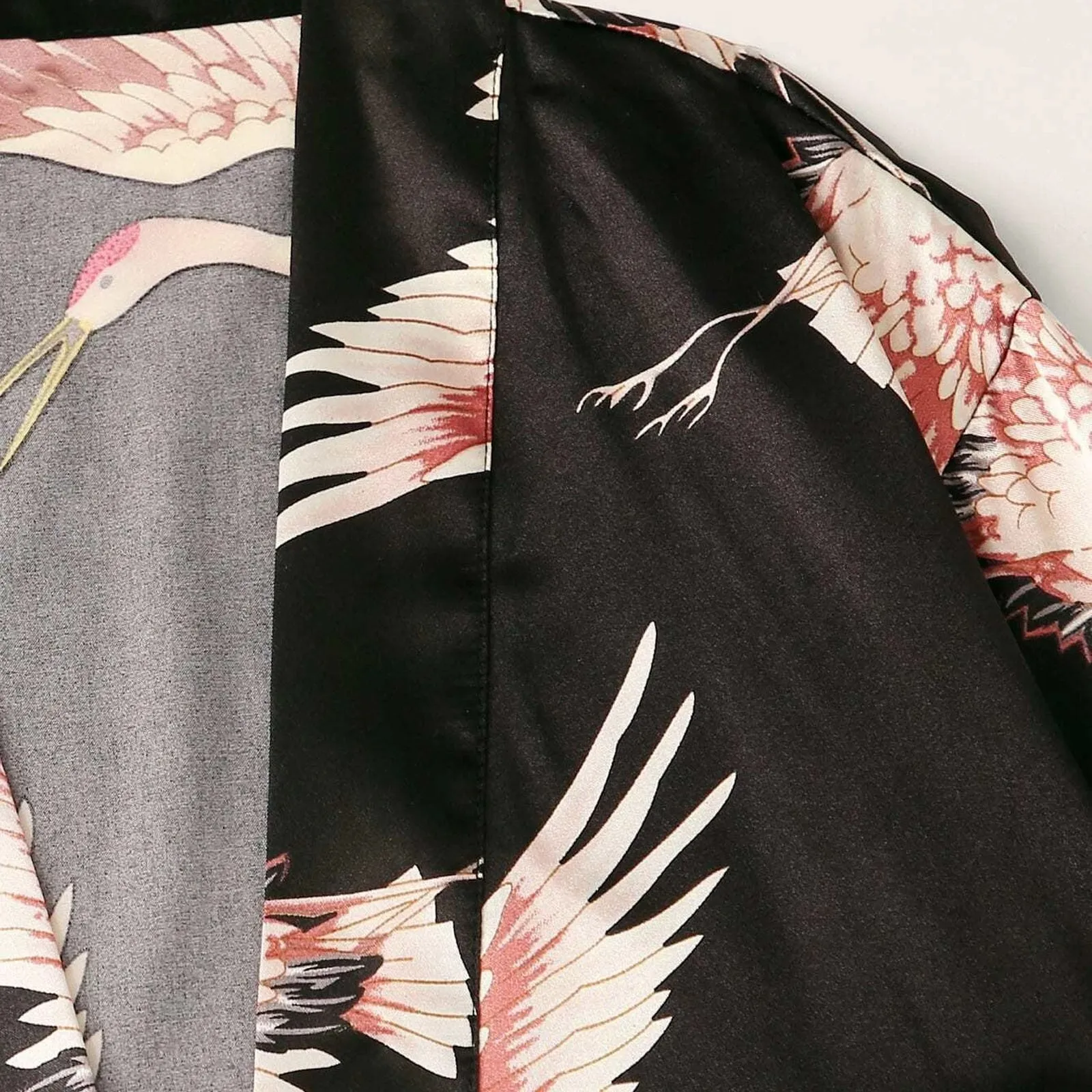 

S-4XL Elegant crane print Satin Silk Pajamas Women Nightdress Lingerie Robes Underwear Sleepwear Sexy szlafrok bride tender T5