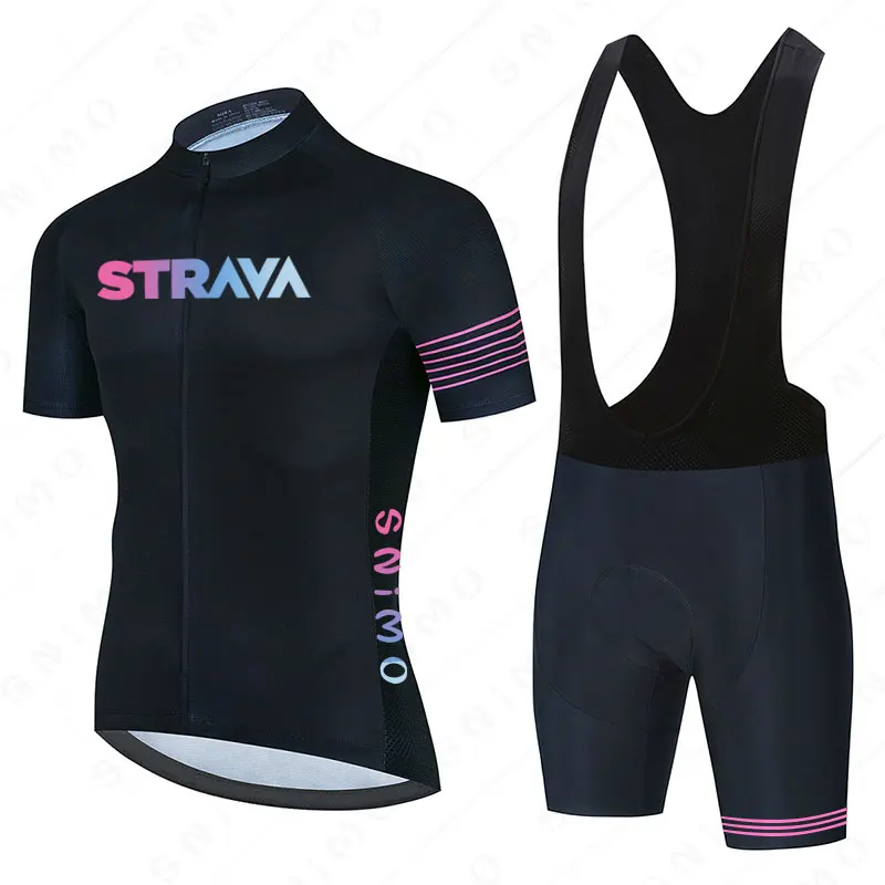 

STRAVA Cycling Jersey Men Set Bib Shorts Set 2021 Summer Mountain Bike Bicycle Suit Anti-UV Bicycle Team Racing Uniform Clothes