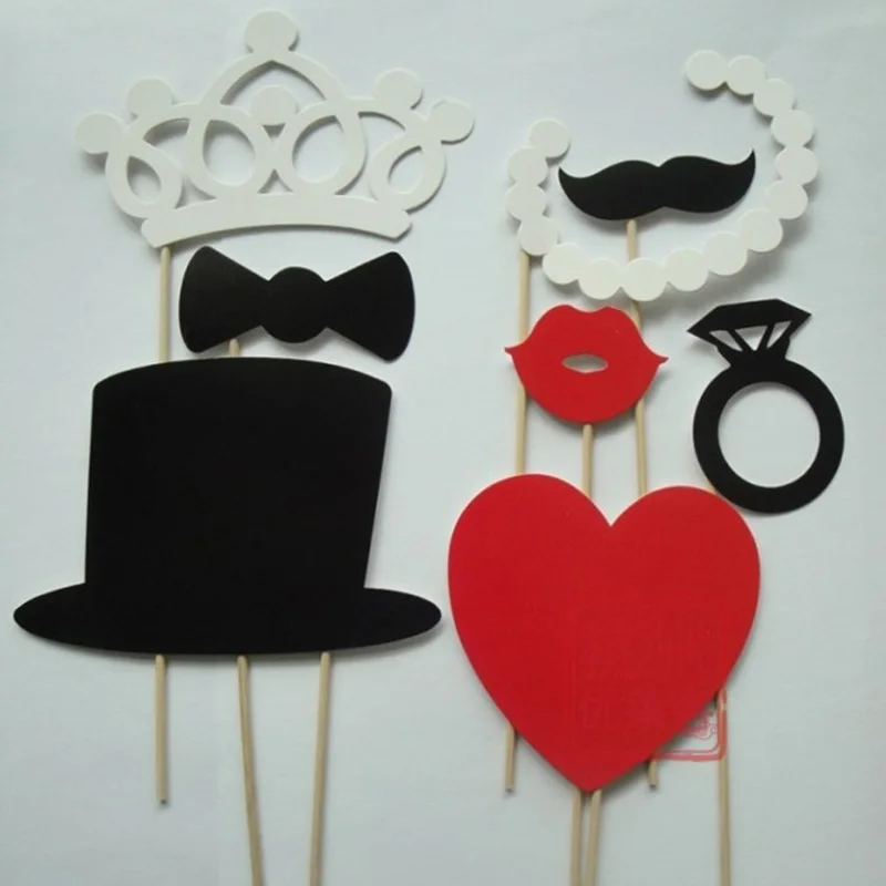 8pcs Set Photo Booth Prop NewHot распродажа 31 шт. Забавный Photo Booth Реквизит шляпа с усами на палочке Свадебные сувениры День рождения украшения - Цвет: 8pcs Set