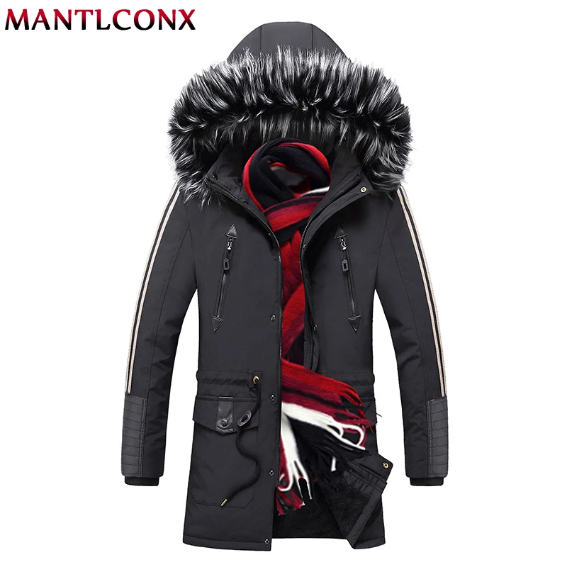 Плотная Мужская Зимняя парка MANTLCONX с меховым капюшоном модная брендовая теплая
