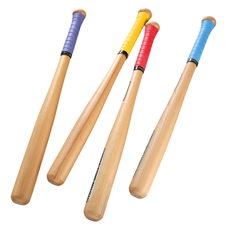 

54cm Hard Wood Baseball Bat Solid Wooden Baseball sweat-absorbent hand gel random color Bat Professional Baseball Stick Give