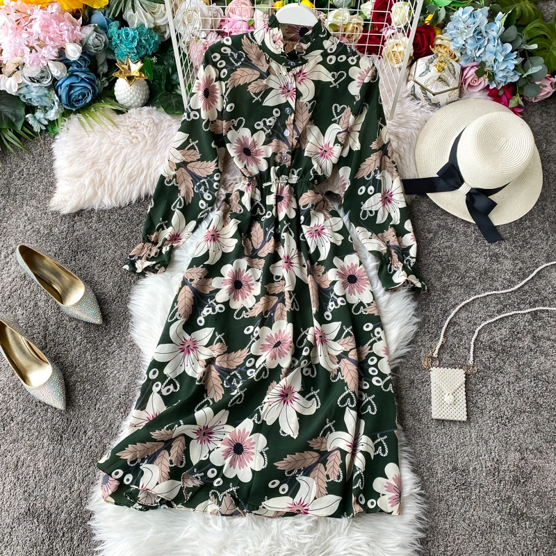 Винтажное облегающее весеннее платье Teeuiear 2021 с цветочным принтом праздничные