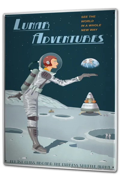 

Tin Sign Retro Space Moon Landing Astronaut Coffee Bar Decoration Home Decor