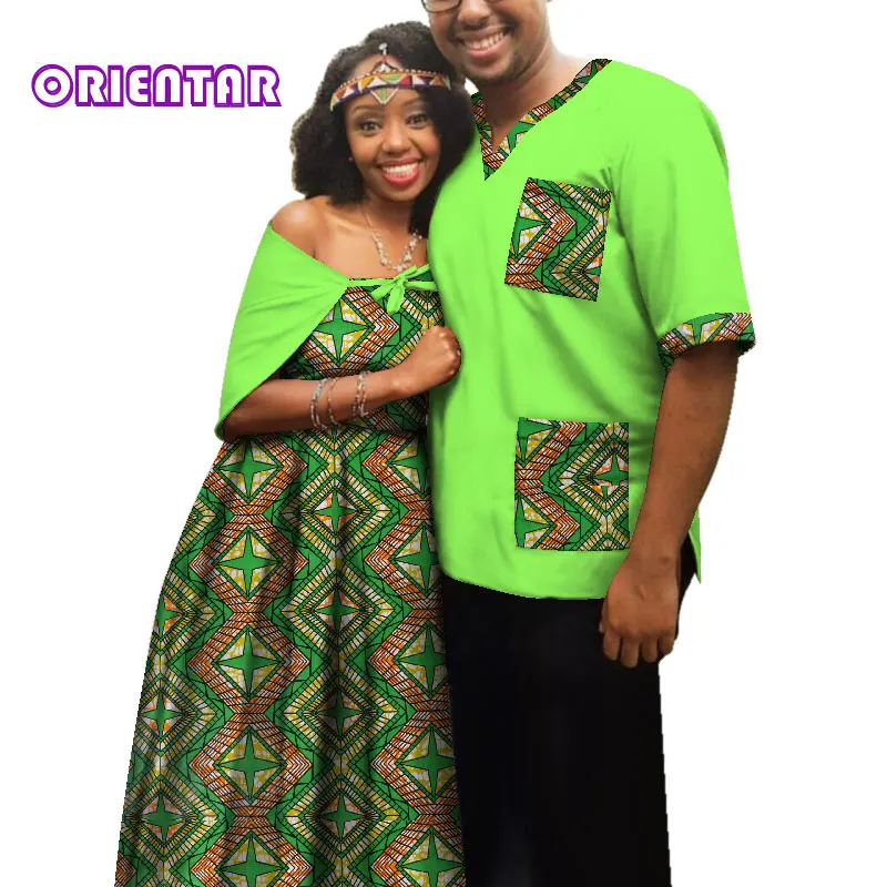 11 Traditional African Clothes for Couples Men Women African Print Long Dress Tops T Shirt Casual Ball Gown Lover Clothing WYQ181 - Цвет: 11