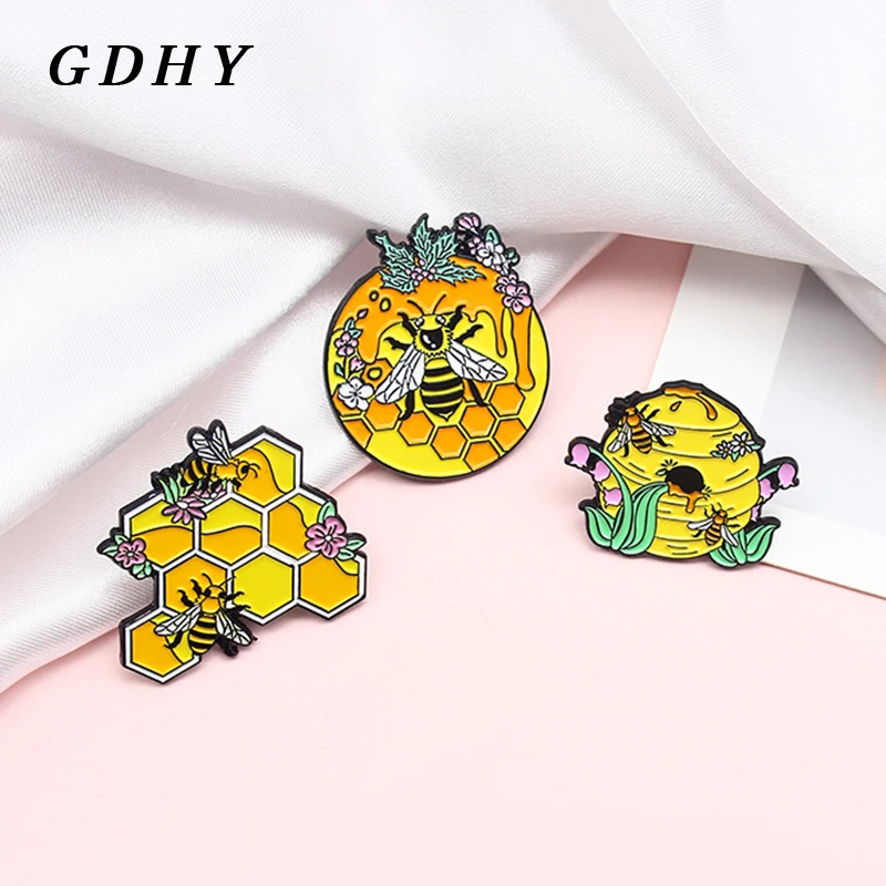 GDHY Медоносная пчела сотовый улей брошь милая насекомое медные цветы