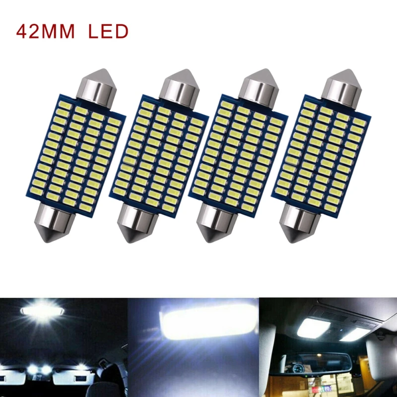 

4X 42MM 3014 48SMD Festoon White 212-2 578 569 Dome White bulbs for cars License plate Interior Reading Light Car Styling Light
