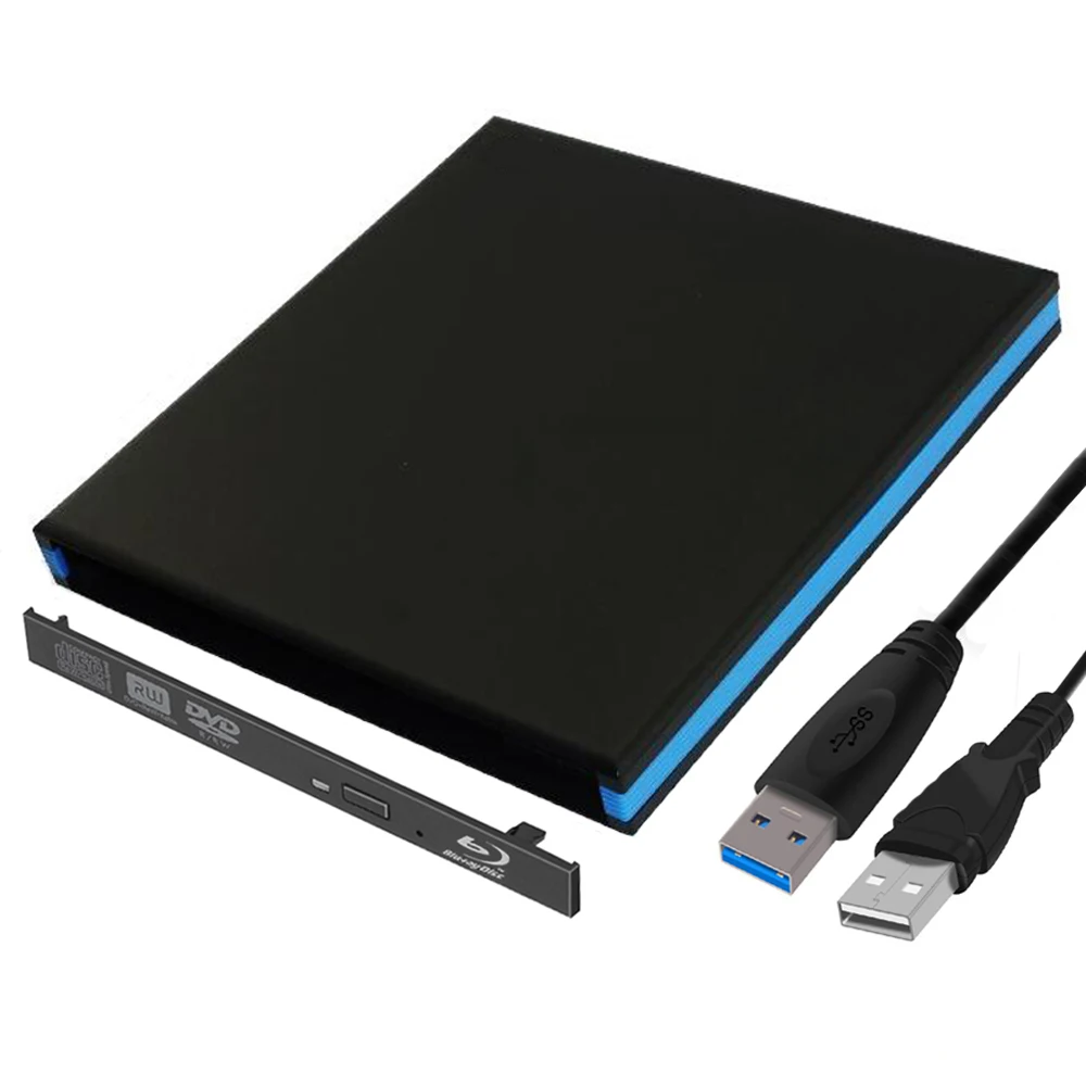 12 7 мм USB 3 0 Blu-Ray DVD привод Внешний Оптический Корпус SATA к чехол для ноутбука без