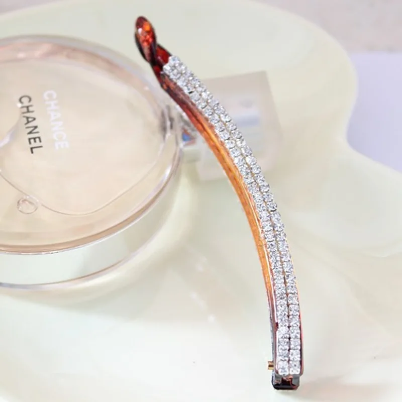 

New twist clip ponytail clip Korean jewelry original hair accessories fabric rhinestone banana double drain diamond banana clip