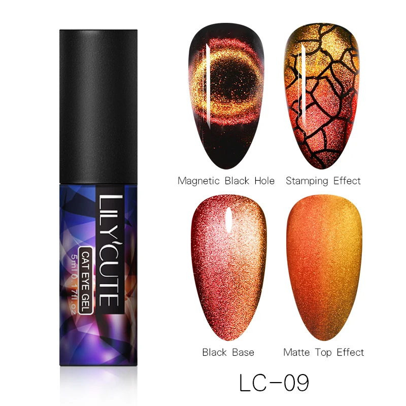 light 09 LILYCUTE 9D Гель-лак «кошачий глаз» Хамелеон для использования с магнитом гель, Длительное Действие, блестящие лазерные солнцезащитные очки "кошачий глаз" для ногтей замочить от УФ-светодиодный гель Лаки - Цвет: light 09