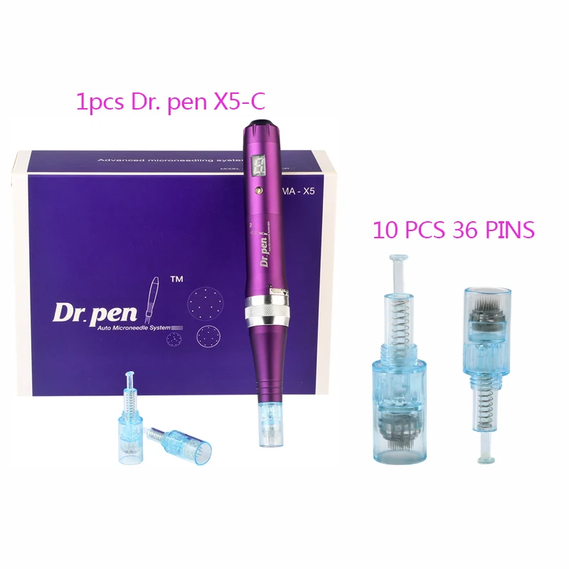 Dr. pen 36 pins Ручка Ultima X5 Проводная Дерма ручка с 10 микроиглами микро Дерма терапия винтовой картридж авто микро игла ручка машина - Цвет: Dr. pen 36 pins