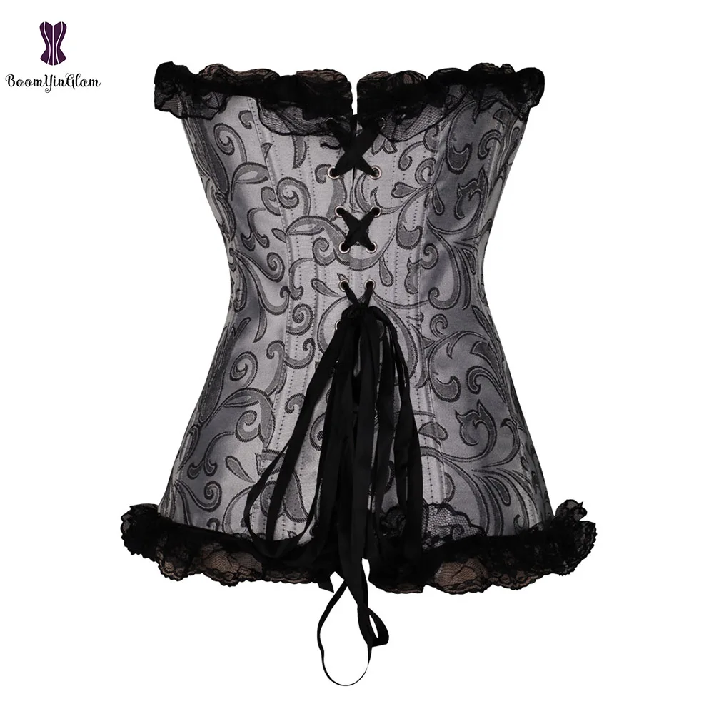 Корсет в Королевском Стиле с цветочной кружевной отделкой корсет из парчовой