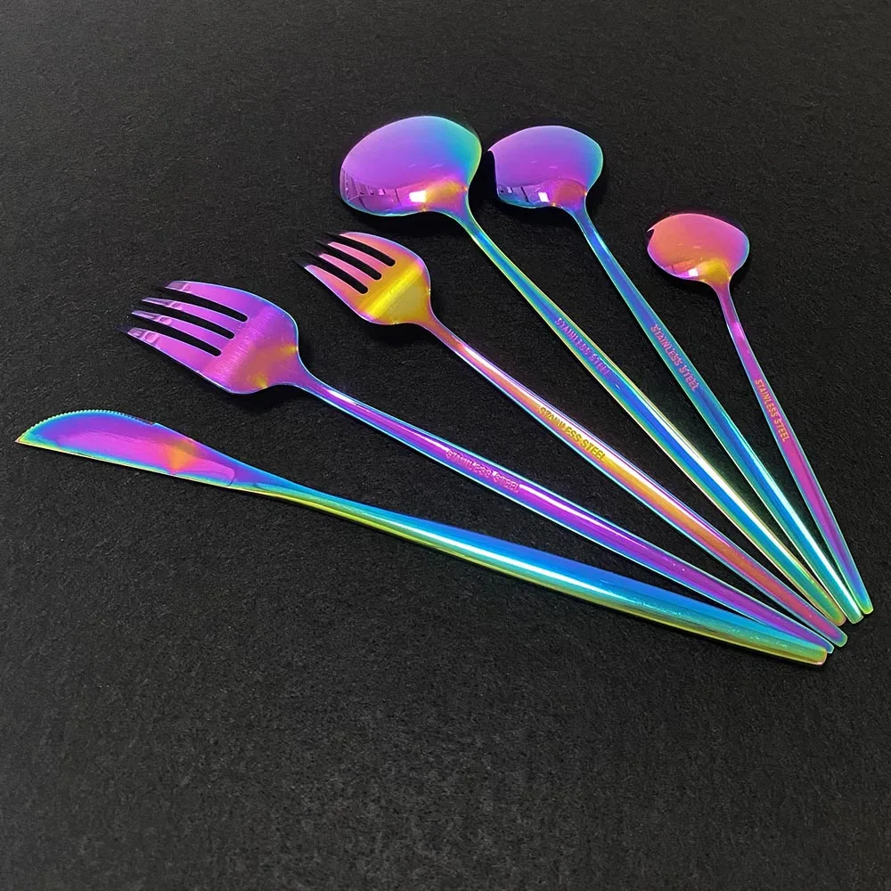 

36Pcs Dinnerware Stainless Steel Tea Fork Cutlery Set Spoon Knife Dessert White Gold Flatware Kitchen Silverware Set Tableware