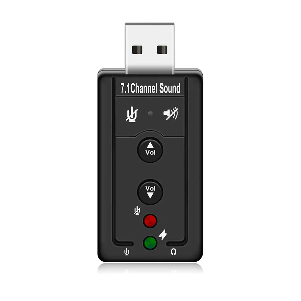 USB хабы 2 0 внешняя звуковая карта 7.1CH аудио мини адаптер с кнопкой управления 3 5 мм