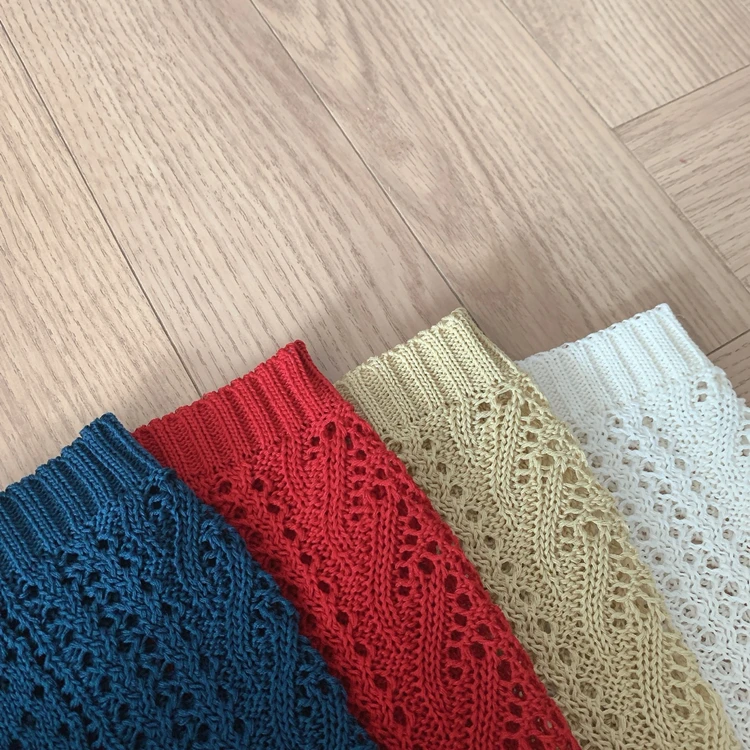 

2020 Summer Korean V-neck Hollow Cardigans Tops Women Short Sleeve Single-breasted Sweaters Fashion Vintage Elegant Cardigans