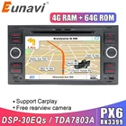 Eunavi 4G 64G Android 10 автомобильное радио DVD мультимедиа для Ford Focus Mondeo S-max C-MAX Galaxy Fiesta Fusion Connect kuga 2 Din GPS