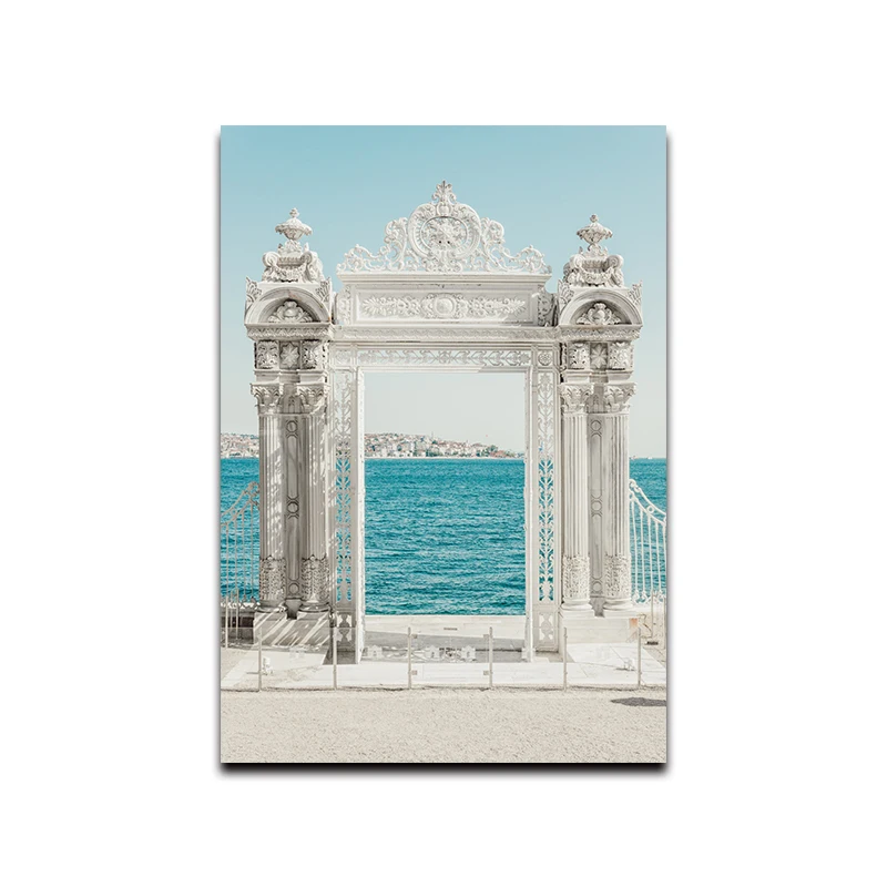 Морской волны синий цветок настенный плакат морской пляж пейзаж холст печать