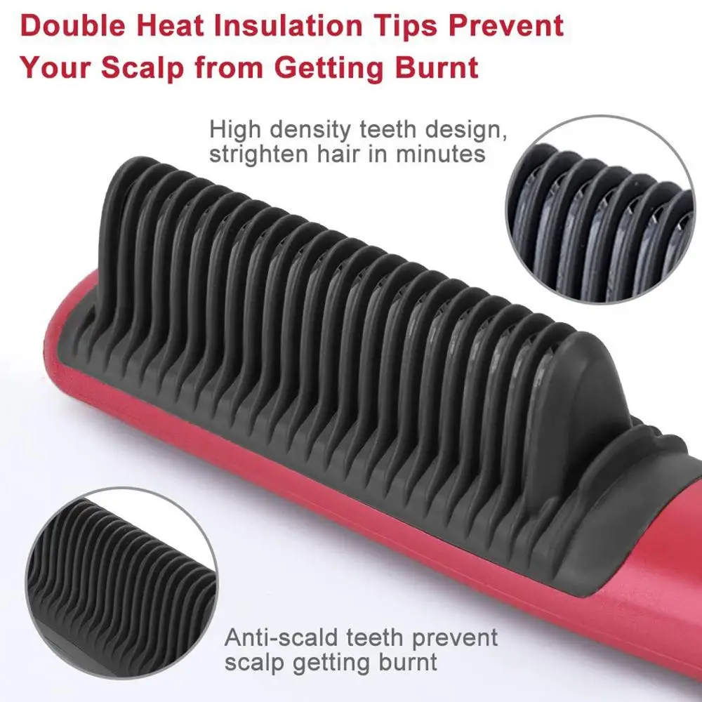 Портативная расческа для выпрямления долговечная электрическая щетка волос с