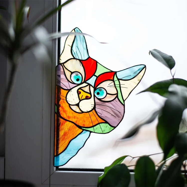 

Wall Stickers Glass Decoration Stickers Christmas Festival Decor Funny Cat Dog Stickers Household Wall Windows Car Sticker Pack