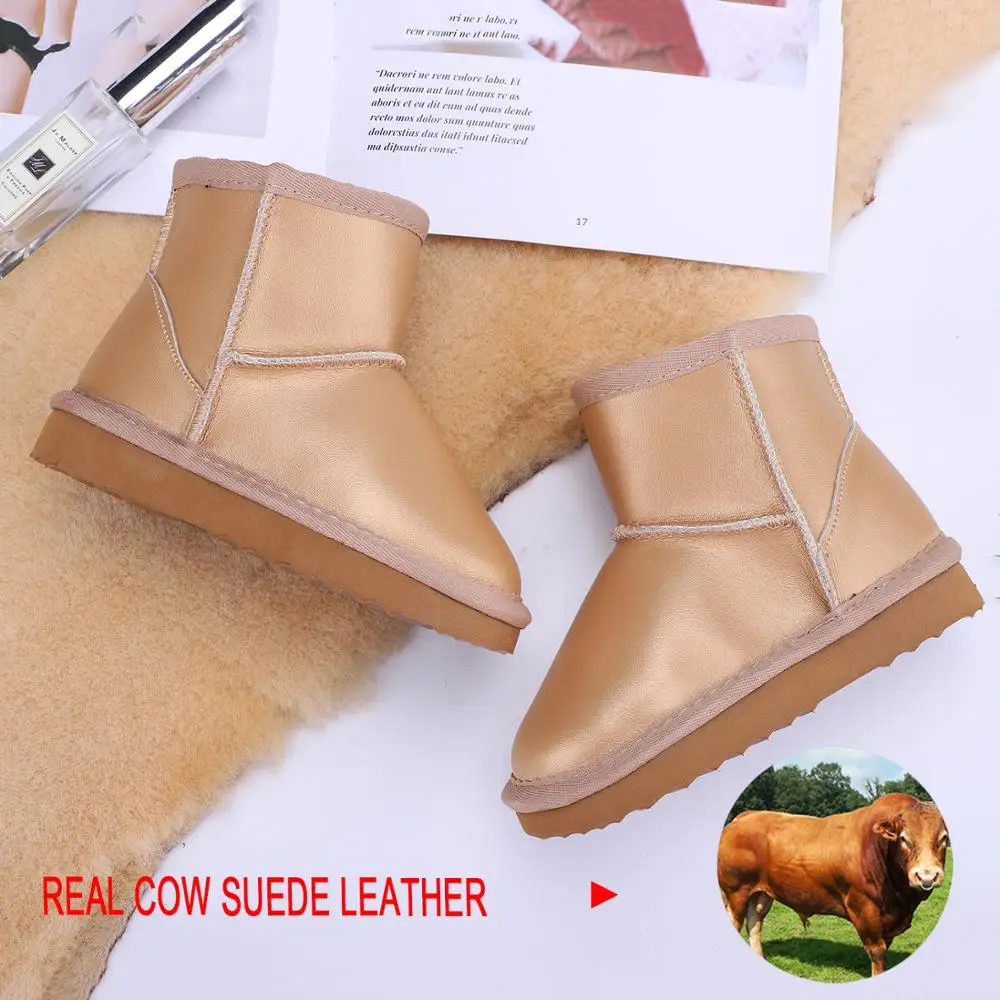 HABUCKN модные водонепроницаемые зимние ботинки из натуральной кожи на меху теплые