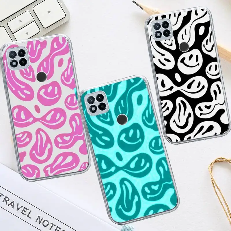 

Cute Funny Trippy Smiley Face Phone Case Transparent for Xiaomi redmi note 8 9 10 11 t lite pro ultra mix 4 k40