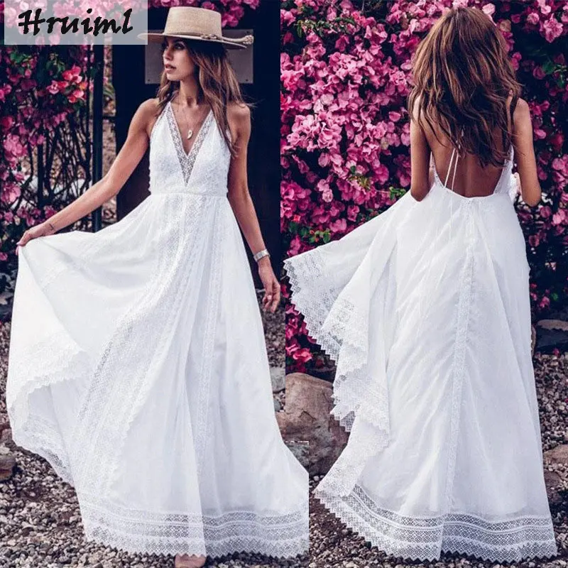

Dress Women Sleeveless White High Waist Women Dress Lace Patchwork Elegant Dress Evening Party Maxi Dresses For Women