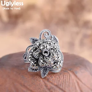 Кольцо женское из серебра 925 пробы, с цветочным принтом