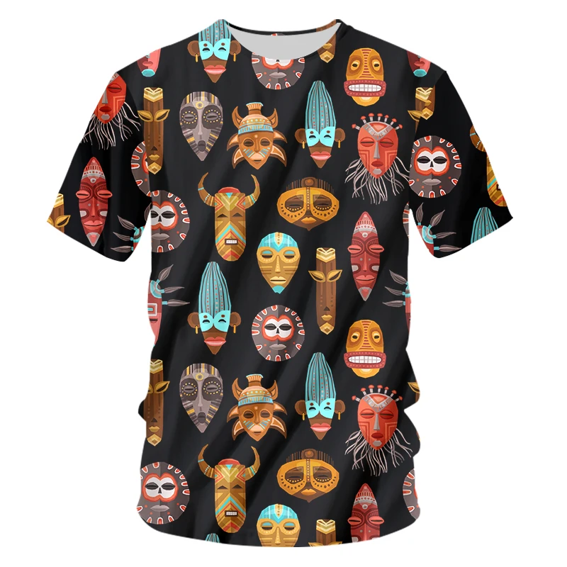 

IFPD EU Size Summer Women/men's 3D Print Totem Mask T Shirt Unisex Short Sleeve Gothic Round Neck Casual T-shirt Cartoon Tshirts