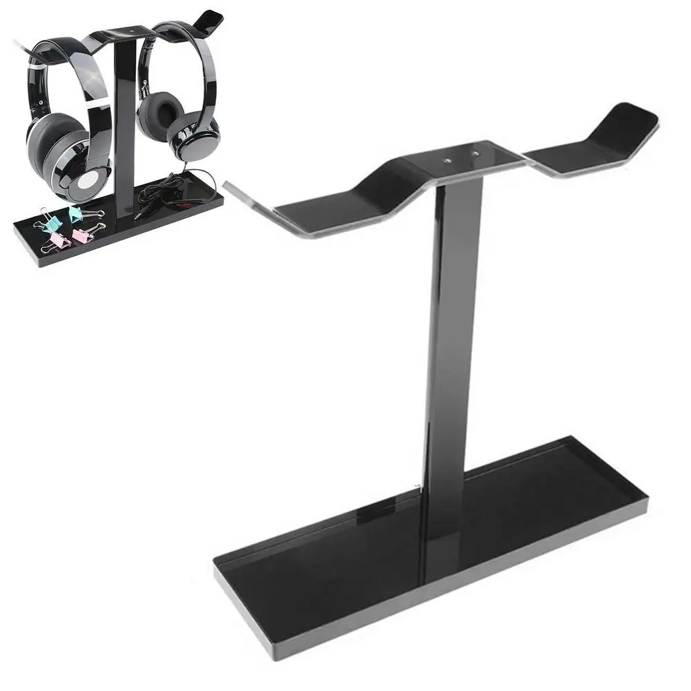 

Подставка для наушников Двойная Вешалка для гарнитуры стабильная фотостойка твердая акриловая настольная подставка для наушников Аксессу...