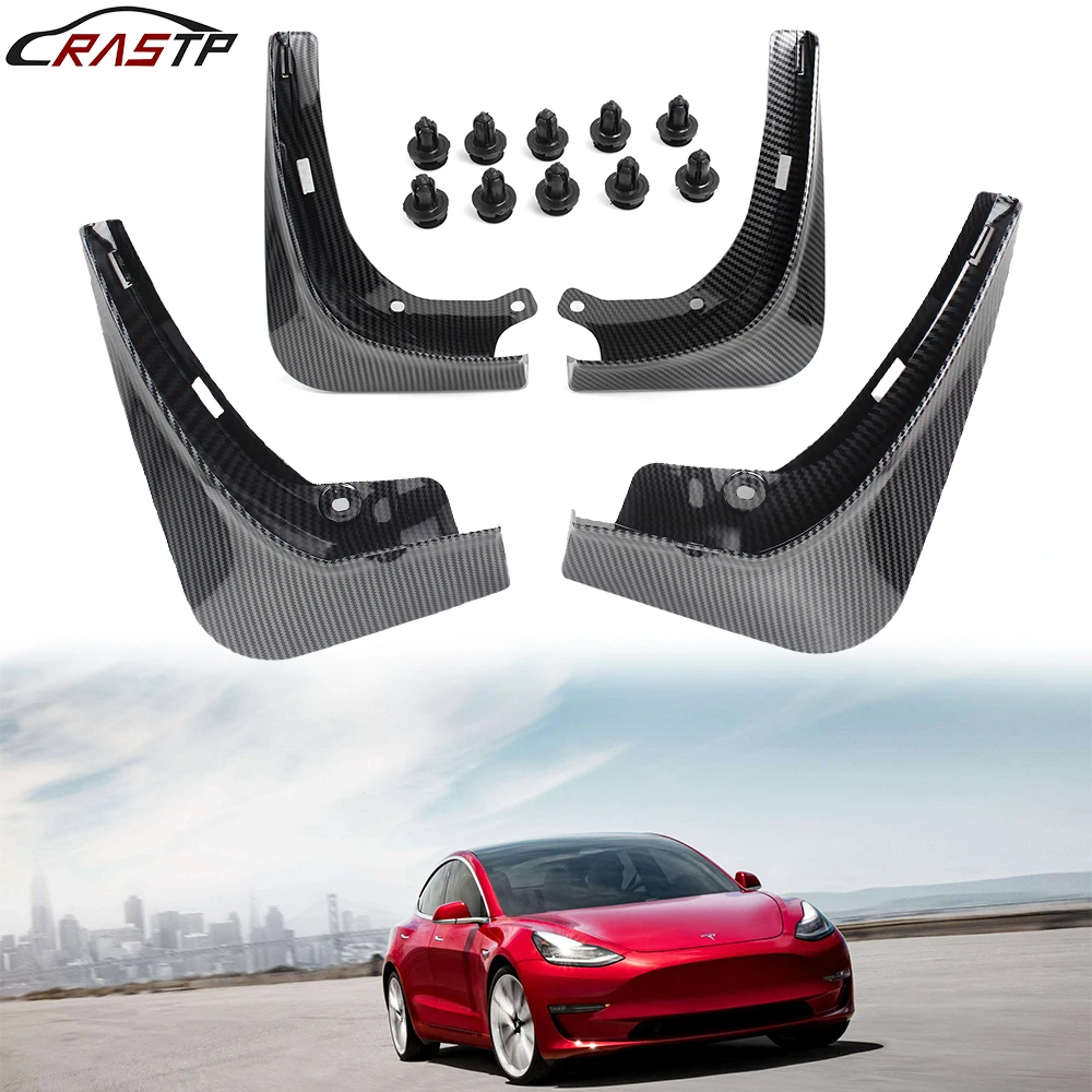 

RASTP-For Tesla Model 3 Front And Rear Wheel Fenders Tesla Modified Car Decoration Soft Rubber Fenders Without Drilling LKT063