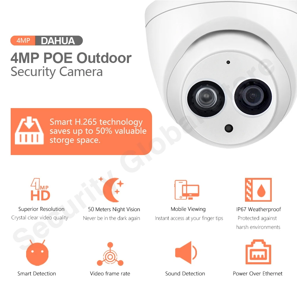 

Dahua IP Camera IPC-HDW4433C-A 4MP Mini Turret CCTV Camera Built-in MIC Network HD POE Security Camera IPC-HDW4431C-A DH 4433C-A