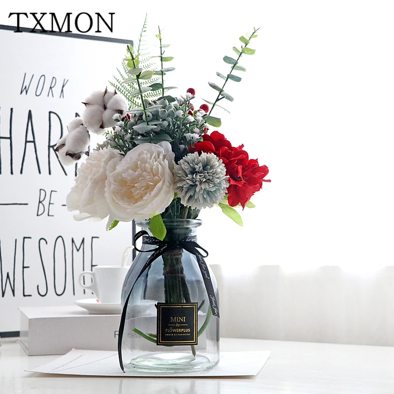 Цветы искусственные Рождественская красная искусственная Гортензия набор