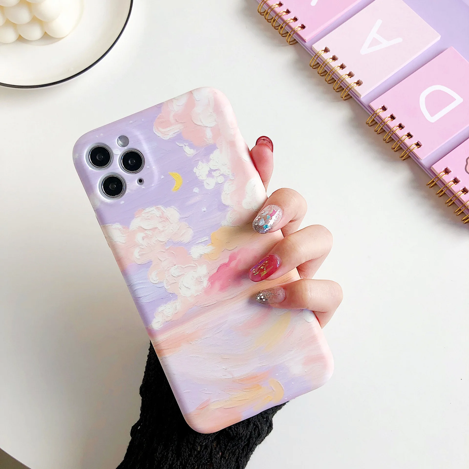 Retro Art Oil Painting Phone Case For iPhone 13 Xs 12Pro 8Puls Landscape Clouds Cases For iphone XR 11 Soft Silicone Cover coque