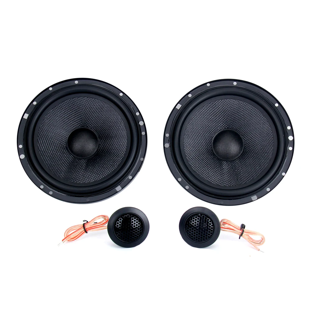 

6.5" 2-Way Component Car Speaker 60W RMS 120W MAX with Glass Fiber Woven Rubber Surround +1" Tweeter Silk-Dome High Quality