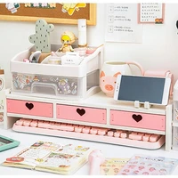 23 drawers laptop stand monitor support computer stand pvc wood monitor riser desktop shelf screen holder pink