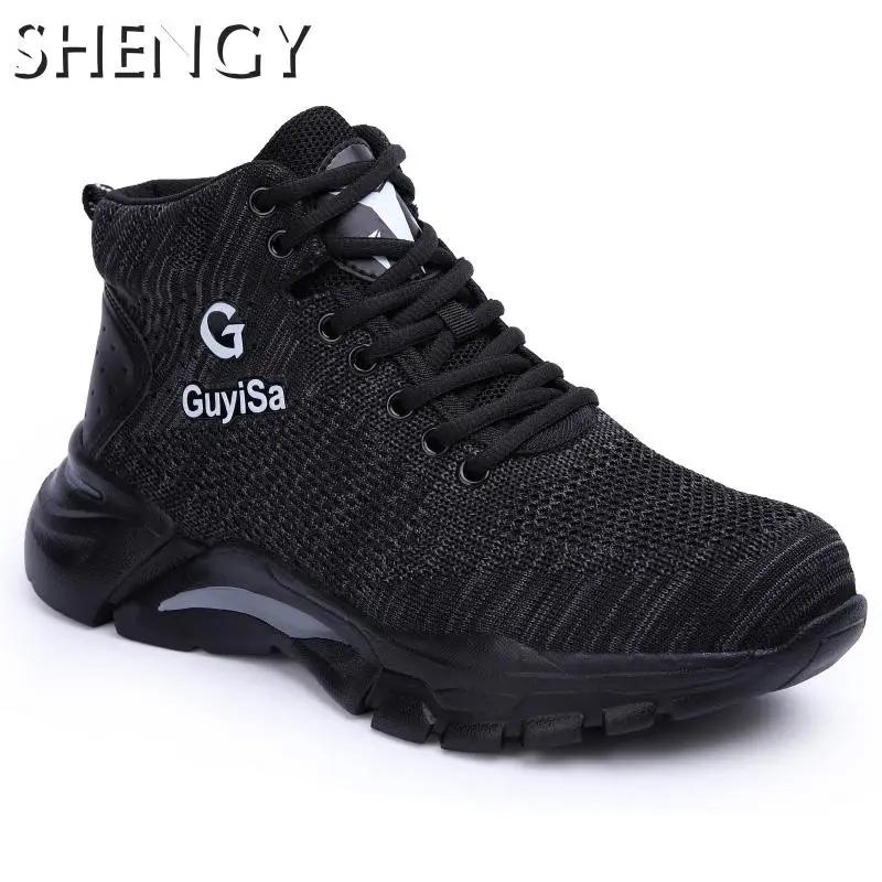 

Winter Lace-Up Men Safety Shoes Mesh Hard Puncture-Proof Work Men's Shoes Steel Toe Warm Fur Ankle Boots for Males
