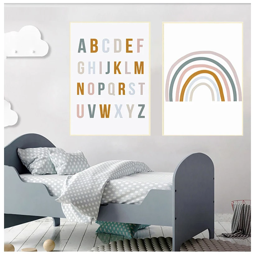 Камера Decorazione Della Casa Arcobaleno Decorazione Della школа Materna Lettera художественный плакат на холсте картина с рисунком Immagine
